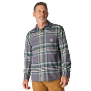 Carhartt Men's Rugged Flex Relaxed Fit Midweight Flannel Long-Sleeve Plaid Shirt, Light Faded Navy, Medium, 107010