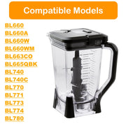 Nezpare Replacement Blender Pitcher Set, 72oz XL Capacity, Clear with Lid and Stainless Steel 6-Blade Assembly, Compatible with Ninja BL660 BL770 BL771 BL773 BL740 BL780 NES-BL-004