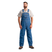 Berne Vintage Unlined Washed Denim Bib Overall, 10.5 oz Cotton, Heavy-Duty Brass Buckles, Light Denim, 36W x 30L B913