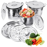 Tebru Stainless Steel Stock Pot Set, 4 Pieces, 11Qt 9Qt 7Qt 5.5Qt, With Lids, Stackable Cookware for Electric Gas Induction Ceramic Stoves, 5457197192