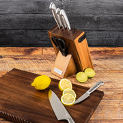 Yellowstone WML137R-ECOM 8-Piece Hammered Steel & Acacia Knife Block Set