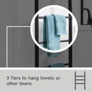 Better Homes & Gardens 9449BKWM Springwood Freestanding Acacia Wood Towel Ladder, 4 Tiers, Black