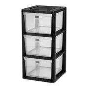 Sterilite 3 Drawer Tower Storage Cart with Removable Clear Bins, Easy Assembly, Black, 4630-90