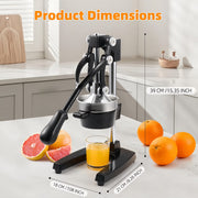 Megecy Cast Iron Juicer Hand Press, Heavy-Duty Manual Citrus Juicer for Lemon, Pomegranate, Lime, Orange, Black