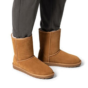 Bruno Marc Men's Winter Boots, Suede Upper with 17mm Faux Fur Lining, Slip-Resistant TPR Outsole, Chestnut, Size 8, BMUMSB2501
