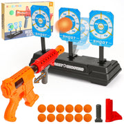 Huge Wave 801-1 Digital Shooting Targets Set with Foam Dart Blaster, Electronic Scoring, Auto Reset 3 Targets, Orange, Outdoor and Indoor Toy for Kids 5-12
