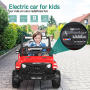 SPPTTY 12V Ride on Toy Truck with Parent Remote Control, Red - Kids Electric Car with Music and LED Lights
