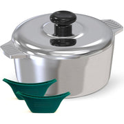 Magnaware Cast Aluminum Dutch Oven, 3 Quart, Lightweight, Rust-Resistant, Non-Stick Surface, Silicone Handle Covers, Round, Silver