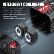 MUCH 4000W Pure Sine Wave Power Inverter, 12V DC to 110V AC Converter, 3 AC Outlets, USB Port, LCD Display, Dual Cooling Fans, Aluminum Alloy, Gray-Silver