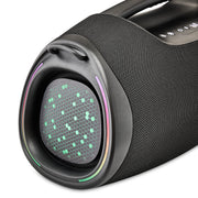 onn Portable Boombox with Bluetooth and 6 LED Lighting Modes, Black