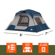 Ozark Trail 4 Person Instant Cabin Tent, Quick Setup, Weather-Resistant, Eco-Friendly Blue, 8 ft x 7 ft x 54 in, 31111