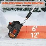 Voltask SS-20E-WM Cordless Snow Shovel, 24V 500W Electric Snow Blower with 12-Inch Clearing Width, 4.0Ah Battery