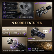 FIFINE K688 Dynamic Microphone Kit with XLR USB-C, Boom Arm Stand, Tap-to-Mute, Gain Control, Headphone Monitor Jack