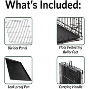 MidWest Homes For Pets 748UP Extra-Strong Double Door Folding Metal Dog Crate, Size: 48-Inch w/Divider