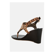 Rag & Co Oidah Women's Leopard Print Studded Wedges Sandals, 3.5-in Heel, Buckle Closure, RCSH5630 LEOPARD