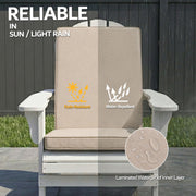 Unbranded Outdoor Seating Cushions Set of 2 Beige Faux Linen for Adirondack and Rocking Chairs with High-Density Foam, Water-Repellent Fabric, Removable Covers