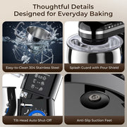Patbrela Stand Mixer with 5.5QT Stainless Steel Bowl and Extra 3.5QT Bowl, 10-Speed Tilt-Head Kitchen Mixer with Dough Hook, Beater, Whisk, SM001