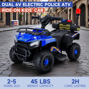 Bruce & Shark Police Car Ride On Electric ATV Four Wheeler for Kids, Blue, Battery Powered 6V, Ages 1-5, T021-009-Blue
