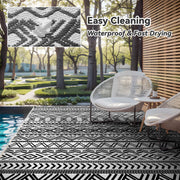 SIXHOME Outdoor Rug 5x8 Waterproof Reversible Patio Rug Boho Geometric Indoor Outdoor Rugs, Black and White