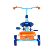 Dynacraft Bluey 10-Inch Toddler Tricycle with Steel Frame, EVA Tires, Rear Storage Basket, Blue/Orange