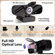 SUPBS TW05FW 4K Webcam for PC, Ultra HD 4K Collaboration and Streaming Webcam, PDAF Autofocus, Noise-Cancelling Mics, Black
