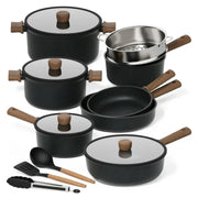 Carote Titanium Nonstick Pots and Pans Set, Black
