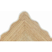 KLAVATE Natural Jute Hand Braided Scalloped Wave Edge Farmhouse Area Rug, White, 8 ft x 10 ft, Reversible