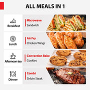 Toshiba 6-in-1 Inverter Countertop Microwave Oven Air Fryer Combo, Broil, Convection, Speedy Combi, Even Defrost, 11.3 in Turntable, Black Stainless Steel, ML2-EC09SAIT(BS)