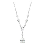 Believe by Brilliance NF00314RZW-18.WM Women s Sterling Silver and Cubic Zirconia Pear Teardrop Pendant Necklace 18 + 2
