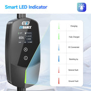 EVDANCE Level 2 Electric Vehicle Charger, 40Amp 240V 9.6KW, Portable with NEMA 14-50P Plug, 25ft Cable, Adjustable Current and Timing Delay, EV-ACS4002U