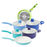 Gibson Home Ancona 10-Piece White Ceramic Non-Stick Cookware Set, Cool