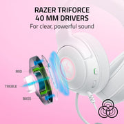 Razer Kraken Kitty V2 Wired Gaming Headset, TriForce 40mm Drivers, HyperClear Cardioid Mic, 7.1 Surround Sound, Chroma RGB Kitty Ears, White