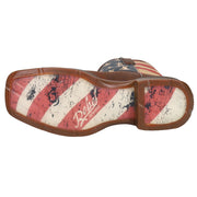 Durango Rebel Patriotic Pull-On Western Boots, Distressed Full-Grain Leather, Square Toe, Brown with American Flag, Men's Size 14, DB5554