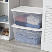 Sterilite 58 Quart Clear Plastic Storage Bin with White Snap-On Lid, Stackable, BPA-Free, Pack of 8