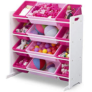 Delta Children TB83450GN-130 Kids Toy Storage Organizer with 12 Plastic Bins, White/Pink