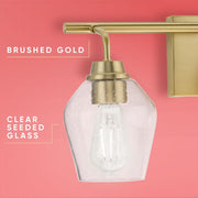 Avec A300000-191 Adalyn Collection 3-Light Champagne Bronze Vanity Light Dimmable with Clear Glass Shades, Gold