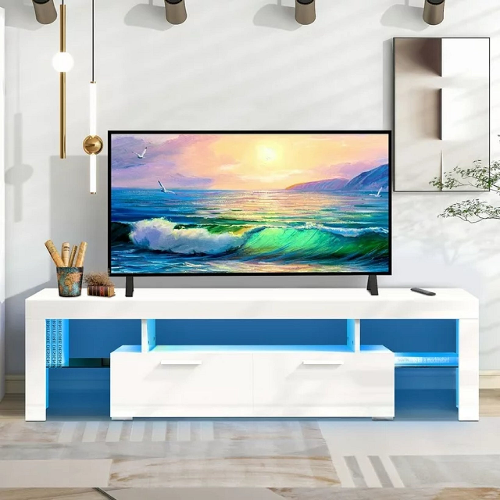 uhomepro Q8971 Living Room Entertainment Center with RGB LED Lights an ...