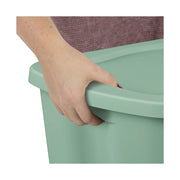 Sterilite 1638LABB2 Large Storage Bin, 18 Gallon Durable Plastic Storage Tote with Snap-On Lid , Green Sage, 8 Pack