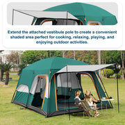 Mapskey 4 Person Camping Tent, Family Cabin Design, Mesh Door, Ventilation Windows, Green