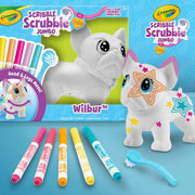 Crayola Scribble Scrubbie Poseable Jumbo Pet Wilbur French Bulldog 6 Inch Washable Markers Included