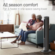 Lasko FH515 All Season Comfort Control Tower Fan and Space Heater in One with Remote, Grey