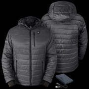 ActionHeat AH-PJKT-5V-M-G- Men's 5V Insulated Heated Jacket with Detachable Hood, Battery Pack, XX- Large