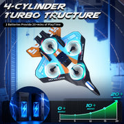 WonderStone 2311 Obstacle Avoidance RC Airplane, Foam Remote Control Jet with LED Lights & 2 Modular Batteries, Orange