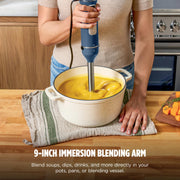 Ninja Power Duo Immersion Blender with RapidWhisk, 9-Inch Stainless Steel Arm, 4 Speeds, SplatterShield, PanProtect, 4-Cup Blending Pitcher, Deep Navy, CI201ND