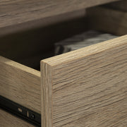 My Texas House Monroe 1 Drawer Nightstand with USB Ports and Outlet, Brushed Oak Finish, Wood Composite, Rectangle, Traditional Style, 451942