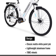 Hyper Bicycles HYP-E700-1301 E-Ride 700C 36V Electric Commuter E-Bike for Adults, Pedal-Assist, 250W Mid-Drive Motor, Matte White