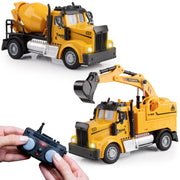 Force1 Mini Firefighter RC Truck 2-Pack, 1:64 Scale Spray and Lift Fire Trucks with LED Lights, Rechargeable, 2.4GHz Remote Control