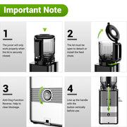 TINANA MP-802T Cold Press Masticating Juicer Machine, 5.4 In Wide Feed Chute, 450W Slow Juicer with Reverse Function
