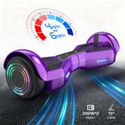 Mosta LBW19 All Terrain Self-Balance Electric Scooter with Bluetooth Speakers, LED Lights, 6.5-Inch Wheels, Purple,