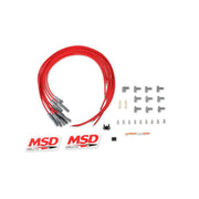 MSD Spark Plug Wire Set, Super Conductor, 8 Cylinder, Red, Multi-Angle Plug, HEI Cap, 31189
